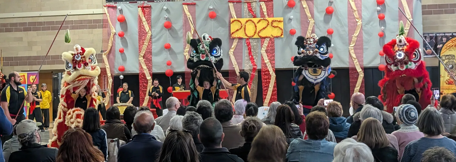 A community Chinese New Year lion dance celebration in Colorado